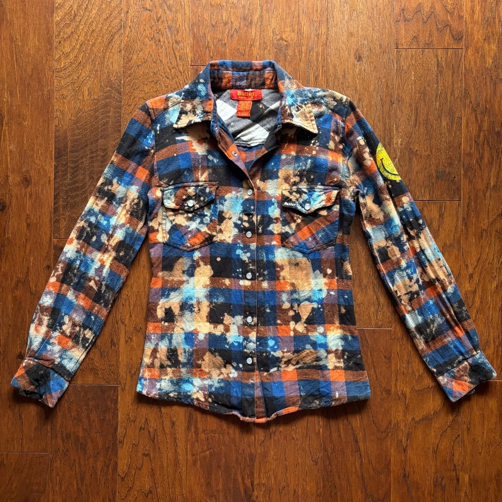 Butter Supersoft Y2K Acid Wash Plaid Snap Button Down | Size XS - Picture 11 of 11